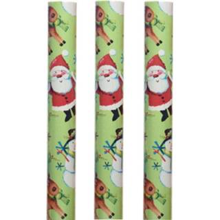 👉 Inpakpapier One Size meerkleurig 3x rollen kerst inpakpapier/cadeaupapier herten 200 x 70 cm - Kerstpapier cadeaurollen 8720576318430