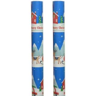 👉 Inpakpapier One Size meerkleurig 2x rollen kerst inpakpapier/cadeaupapier landschap 200 x 70 cm - Kerstpapier cadeaurollen 8720576317877