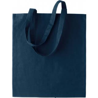 Schoudertas One Size blauw Basic katoenen schoudertasje in het donkerblauw 38 x 42 cm met lange hengsels - Boodschappentassen Goodie bags 8720576667972