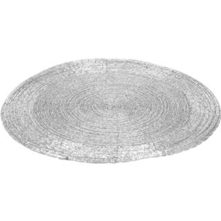 👉 Placemat zilver One Size 6x stuks placemats/onderleggers rond D35 cm - Diner/kerstdiner tafel placemats 8720576277737