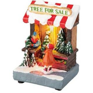 👉 Kerstdorp One Size meerkleurig kersthuisjes kerstbomen winkeltje met verlichting 8 x 11 cm - onderdelen kerstversiering 8720576111109
