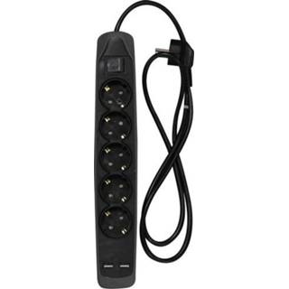 👉 Stekkerdoos One Size zwart kinderen met 5 contacten en 2x USB 1,5 m - kinderbeveiliging stekkerdozen / contactdozen Geaarde stekker/verlengsnoer Stekkers verlengsnoeren Handig in huis 8720147732399