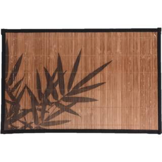 👉 Placemat bruin zwarte bamboe One Size 6x stuks rechthoekige 30 x 45 cm met print 2 - Placemats/onderleggers Tafeldecoratie 8720576174623