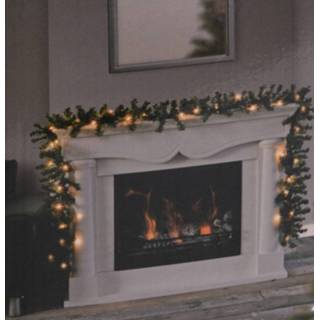 👉 Kerstversiering One Size groen 1x Dennenslingers/dennen guirlandes met 35 LED lampjes/lichtjes 270 cm - Kerstversiering/kerstdecoratie 8720147837445