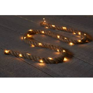 👉 Batterij wit One Size bruin Touwverlichting jute op batterijen met 40 lampjes warm 150 cm timer - Kerstverlichting lichtsnoeren kerstversiering 8713619407031