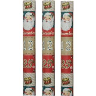 👉 Inpakpapier One Size meerkleurig 3x rollen kerst inpakpapier/cadeaupapier kerstballen 200 x 70 cm - Kerstpapier cadeaurollen 8720576318652