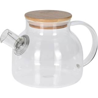 👉 Glazen theepot glas One Size transparant 800 ml met filter - Theepotten/theekannen van 8719987997884