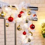 👉 Kerstbal wit One Size groen Dennenslinger/dennen guirlandes met kerstballen en licht 500 cm - binnen / buiten Kerstslingers 8720276047746