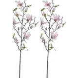 👉 2x Licht roze Magnolia/beverboom kunsttak kunstplant 80 cm