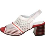 👉 Sandaal wit rood effen vrouwen Made in Europe Sandaaltje Simen Wit/Rood 5902627343735