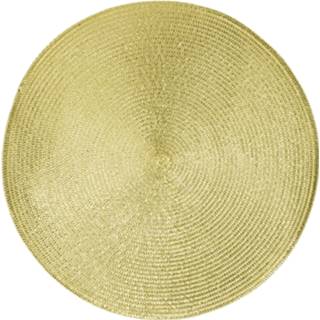 👉 Placemat goud kunststof One Size 8x Ronde placemats 38 cm rotan look - Onderleggers 8720147714364