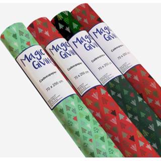 👉 Inpakpapier rood papier One Size 3x Rollen Kerst inpakpapier/cadeaupapier rood/gekleurde bomen 2,5 x 0,7 cm - Luxe kwaliteit kerstpapier Kerstmis 8720276790031