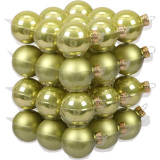 👉 Kerstversiering groen glas glans 36x stuks kerstballen salie (oasis) van - 4 cm mat/glans Kerstboomversiering 8720276953344