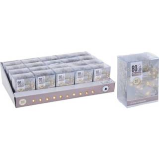 👉 Kerstverlichting wit One Size op batterij warm 80 lampjes 8719538938038