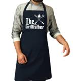 👉 Keukenschort blauw One Size marine mannen The Grillfather cadeau bbq/keuken schort navy voor heren - kado sbarbecue chort verjaardag/Vaderdag 8720276142823