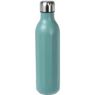 👉 Thermosfles groen RVS One Size 2x stuks thermosflessen / isoleerflessen voor onderweg 500 ml aqua - Thermoflessen 8720576641323