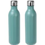 👉 Thermosfles groen RVS 2x Stuks Thermosflessen / Isoleerflessen Voor Onderweg 500 Ml Aqua - 8720576641323