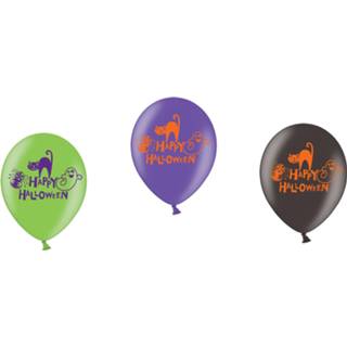 👉 Halloween ballon One Size meerkleurig - Set van 6x stuks ballonnen met print 27,5 cm feestversiering/decoratie 13051589752