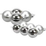 👉 Kerstbal zilver glans 20x Stuks Glazen Kerstballen 8 En 10 Cm Mat/glans - 8720576415948