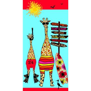 👉 Badlaken One Size meerkleurig kinderen Luxe badlaken/strandlaken handdoek 70 x 140 cm giraffe print - Strandhanddoeken voor en volwassenen 6900491211012
