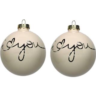 👉 Kerstcadeau witte 2x Stuks Kerstcadeaus/kerstcadeautjes Glazen Kerstballen I Love You In Giftbox - Kerstbal 8720576446836