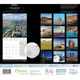 👉 Kalender One Size meerkleurig Landen Frankrijk 2022 National Geografic 30 cm - Maandkalenders/jaarkalenders Wandkalenders 9781529817454