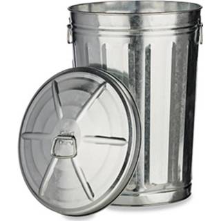 👉 Vuilnisbak zilver metaal One Size Vuilnisbak/vuilnisemmer met deksel 17 liter 36 cm - Afvalemmers Prullenbakken 8430852665249