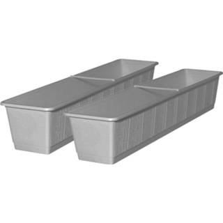 👉 Plantenbak grijs Set Van 2x Stuks Plantenbakken Licht Rechthoekig 80 X 17,5 14,5 Cm - 8720576336038