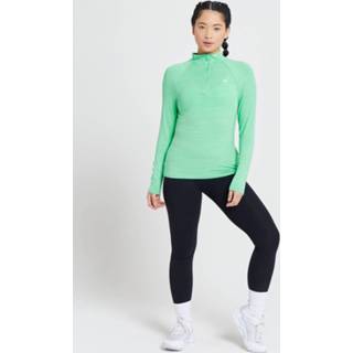 👉 MP Performance sportshirt met kwartrits voor dames - IJsgroen gemêleerd met witte vlek - L