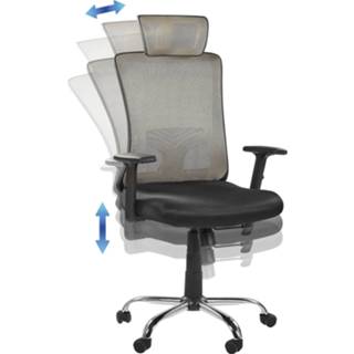 👉 Bureaustoel zwart polyester One Size Color-Grijs verstelbaar taupe/zwart NOBLE 4251682268158