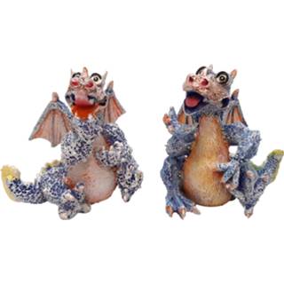 👉 Draken beeld polyresin One Size Color-Roze Fantasy - set van 8 draak beeldjes decoratie 7 cm | Inspiring Minds 8719481849511