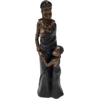 👉 Polyresin One Size Color-Brons vrouwen kinderen Afrikaanse beelden - vrouw met kind 30cm 6011623297252