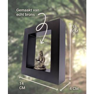 👉 Boeddhabeeld kunsstof One Size Color-Zwart in lijst – Boeddha meditatie brons 16 cm | Inspiring Minds 6011606528540