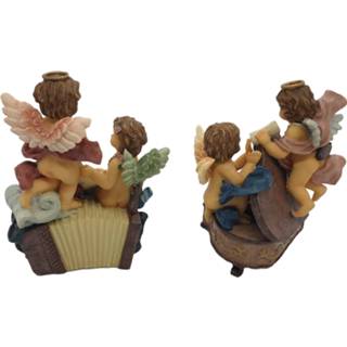 👉 Engelenbeeldje polyresin One Size multicolor Engel beeldje decoratie met vleugels voor binnen en buiten – set van 2 engelenbeeldjes 14 cm hoog materiaal 6011632440441
