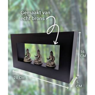 👉 Boeddhabeeld brons One Size Color-Zwart Boeddhabeelden in lijst – 3 Boeddha meditatie 28 cm |Inspiring Minds 6011647935994