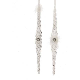 👉 Ornament wit plastic zilver s One Size GeenKleur White Silver Icicle 10,7 inch Kurt S. Adler 86131592126