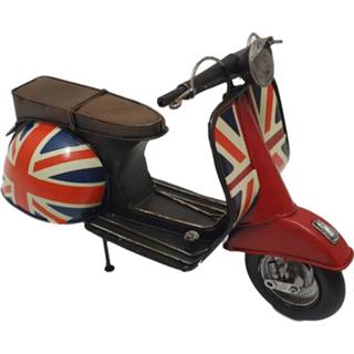 👉 Miniatuur metalen metaal One Size Color-Rood scooter- Scooter met Engelse vlag als decoratie 30cm 8719481849634