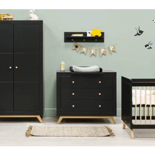 👉 Commode zwart nora mat baby's Bopita Babykamer / Naturel | + Kast 2-Deurs