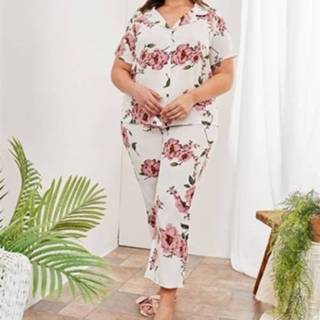👉 Pyjama paars XXXXL active Casual bedrukte en thuisdienstpakken (kleur: maat: XXXXL)