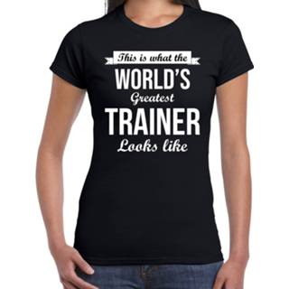 👉 Shirt active vrouwen zwart Worlds greatest trainer t-shirt dames - Werelds grootste cadeau