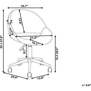 Bureaustoel grijs fluweel One Size Color-Grijs SELMA 4260602377801