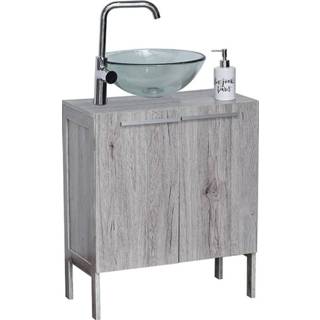 👉 Wasbak grijs MDF One Size Badkamermeubel – Badkamer kastje Onder de Met Handgrepen Wastafelmeubel Ruimtebesparend Houtlook Gesloten Badkamerkastje 70x60x30cm 8720359709301
