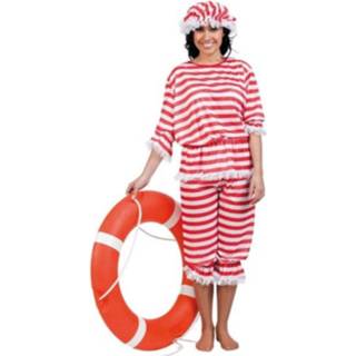 👉 Verkleedpak rood wit polyester Color-Rood vrouwen Witbaard badpak dames rood/wit maat M/L 8423667071251