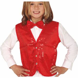 👉 Paillet rood polyester One-Size Color-Rood Fiestas Guirca verkleedvest junior 8434077174210