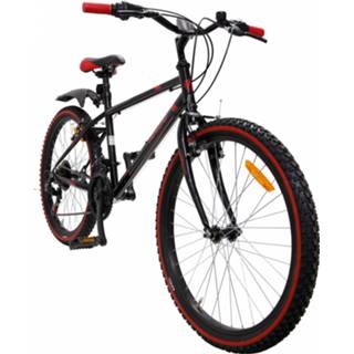 👉 Mountainbike zwart rood staal One Size Color-Zwart AMIGO Hardtail Rock 26 Inch 42 cm Junior 18V V-Brakes Zwart/Rood 8720585999927