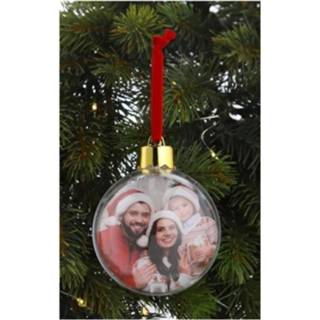 Fotolijst transparant kunststof 1x stuks DIY foto/fotolijst kerstballen 8 cm - Kerstversiering/kerstboomversiering 4032037708471