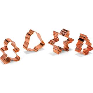👉 Uitsteekvorm RVS One Size Color-Bruin Patisse uitsteekvormen Kerst 7,6 cm brons 4-delig 8712187020192