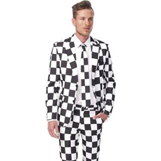 👉 Verkleedpak zwart wit polyester m Color-Zwart mannen Suitmeister Checked Black and White heren maat 8718719273807