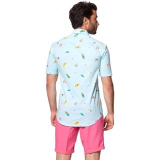 👉 Overhemd blauw polyester m Color-Meerkleurig mannen OppoSuits Pool Life heren lichtblauw mt 8720143852336