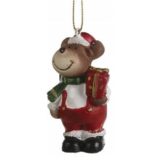 👉 Figuurtje One Size meerkleurig 2x Kersthangers figuurtjes/kerstornamenten rendier beeldjes 8 cm - Kerstornamenten/kerstboomversiering 8720576496138